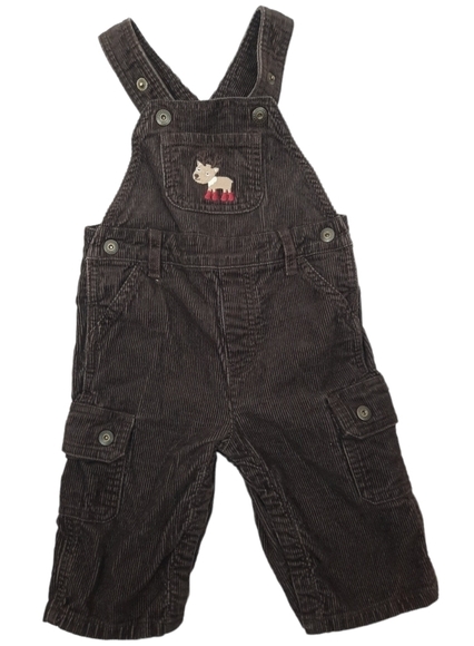 Gymboree Courdory Cargo Overalls Brown Embroidered Deer Size 6-12 Months… - Picture 1 of 9